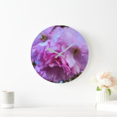 ピンクさくらんぼ花 ラージ壁時計 (ホーム)