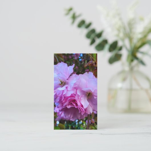 ピンクさくらんぼ花 名刺 (スタンド正面)