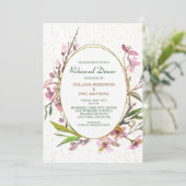 ピンクさくらんぼ金ゴールドフレームリハーサルディナー 招待状 (スタンド正面)