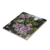 ピンクさくらんぼ風のタイルに浮かぶ花 タイル (側面)