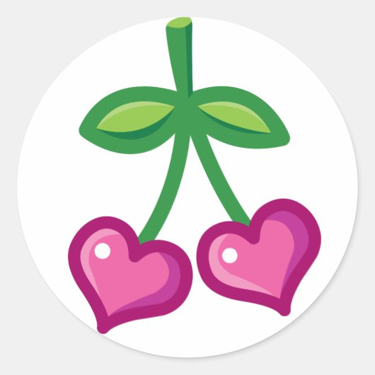 ピンクさくらんぼ ラウンドシール (正面)