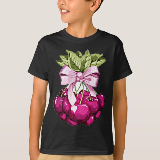 ピンクさくらんぼ Tシャツ (正面)