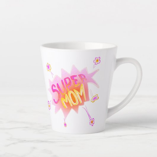 ピンクすごいの母の花漫画バブル母の日 カフェラテマグ (右)