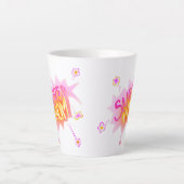 ピンクすごいの母の花漫画バブル母の日 カフェラテマグ (正面)