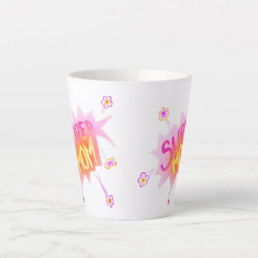 ピンクすごいの母の花漫画バブル母の日 カフェラテマグ (正面)