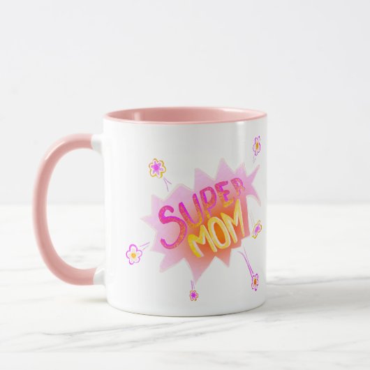 ピンクすごいの母の花漫画バブル母の日 マグカップ (左)