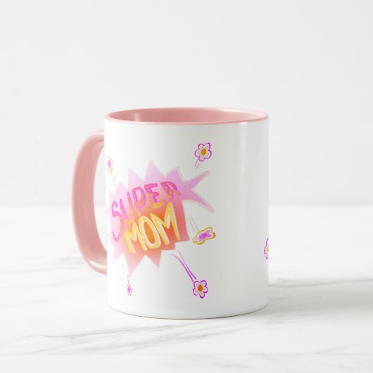 ピンクすごいの母の花漫画バブル母の日 マグカップ (正面左)