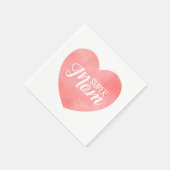 ピンクすごいの水の色のハートの母の日 スタンダードカクテルナプキン (角)