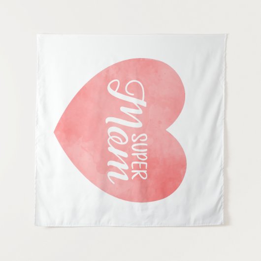 ピンクすごいの水の色のハートの母の日 タペストリー (正面(横))