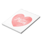 ピンクすごいの水の色のハートの母の日 ノートパッド (回転)