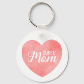 ピンクすごいの水色ハートの母文字 キーホルダー (正面)