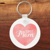 ピンクすごいの水色ハートの母文字 キーホルダー (正面)