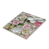 ピンクそして白い花柄 タイル (側面)