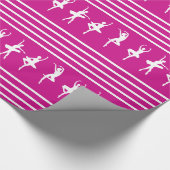 ピンクそして白くストライプのなバレエダンサー ラッピングペーパー (角)