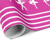 ピンクそして白くストライプのなバレエダンサー ラッピングペーパー (ロールコーナー)