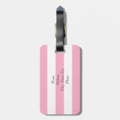 ピンクそして白くストライプのな荷物のラベル ラゲッジタグ (裏面縦)