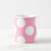 ピンクそして白く大きい水玉模様のマグ コーヒーマグカップ (中央)