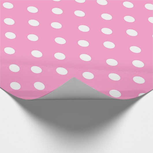 ピンクそして白く大きい水玉模様はギフト用包装紙を印刷します ラッピングペーパー (角)