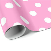 ピンクそして白く大きい水玉模様はギフト用包装紙を印刷します ラッピングペーパー (ロールコーナー)
