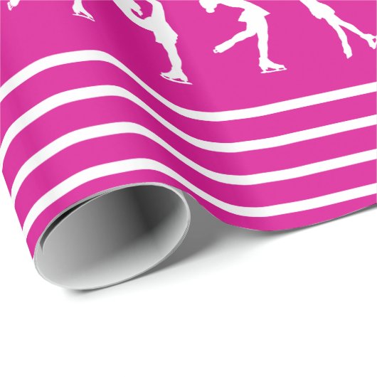 ピンクそして白人のストライプのなフィギュアスケート選手 ラッピングペーパー (ロールコーナー)