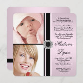 ピンクその後と今の写真の卒業 招待状 (正面/裏面)