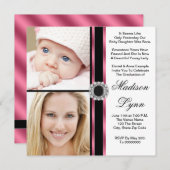 ピンクその後と今の写真の卒業 招待状 (正面/裏面)