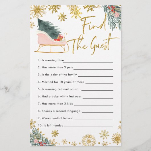 ピンクそりの冬のベビーシャワーを見つける (正面)