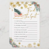 ピンクそりの冬のベビーシャワーを見つける (正面/裏面)