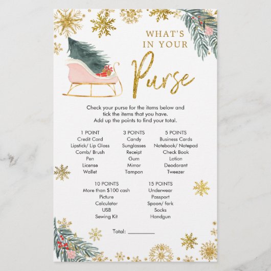 ピンクそりの冬の赤ちゃんシャワーあなたの財布の中に (正面)