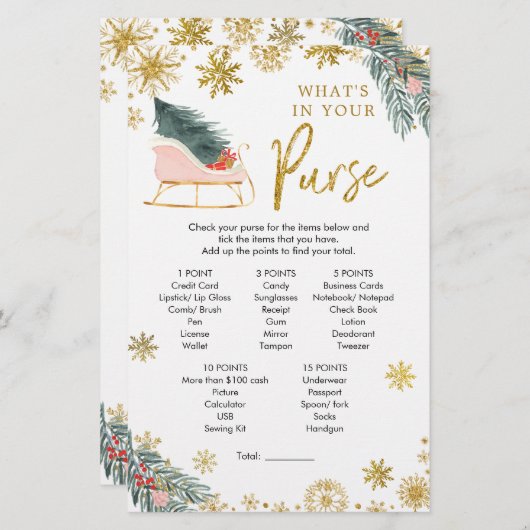 ピンクそりの冬の赤ちゃんシャワーあなたの財布の中に (正面/裏面)