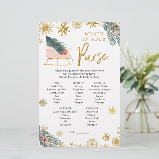 ピンクそりの冬の赤ちゃんシャワーあなたの財布の中に (スタンド正面)