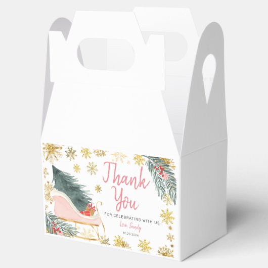 ピンクそりの赤ちゃんシャワー喜びの小さなバンドル フェイバーボックス (オープン)