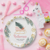 ピンクそりの赤ちゃんシャワー喜びの小さなバンドル ペーパープレート (パーティー)