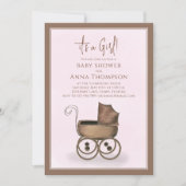 ピンクそれは女の子のヴィンテージのギフトレジストリである 招待状 (正面)