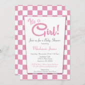ピンクそれは女の子の50sダイナーベビーシャワー招待状 招待状 (正面/裏面)
