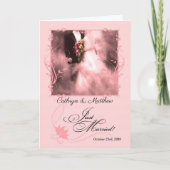 ピンクたった今結婚しましたの発表 案内状 (正面)