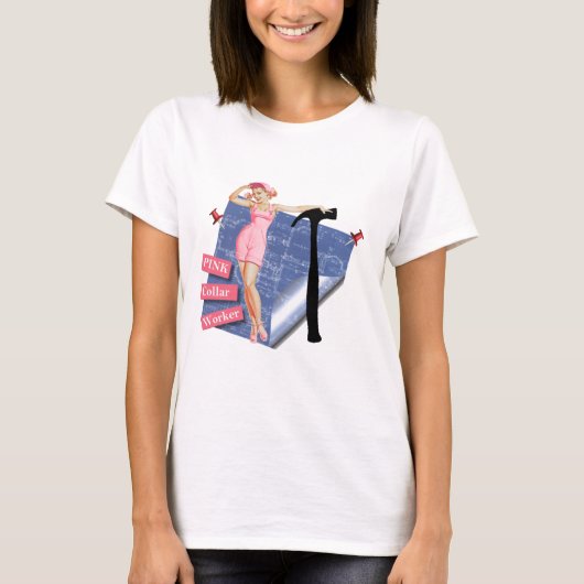 ピンクつばの労働者 Tシャツ (正面)