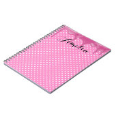 ピンクつや消しオン水玉模様 ノートブック (左側)