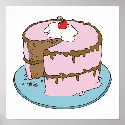 ピンクつや消しチョコレートケーキ ポスター (正面)