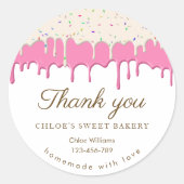 ピンクつや消しドリップベーキングありがとう ラウンドシール (正面)