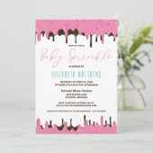 ピンクつや消しベビー散布 招待状 (スタンド正面)