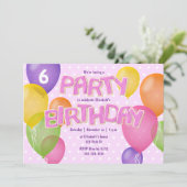 ピンクつや消し切り出しクッキー女の子の誕生日 招待状 (スタンド正面)