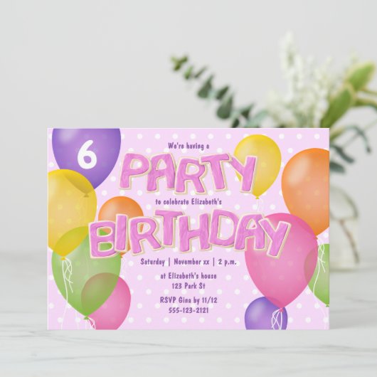 ピンクつや消し切り出しクッキー女の子の誕生日 招待状 (スタンド正面)