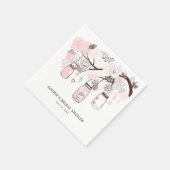 ピンクつるズメイソンジャースブライダルシャワー スタンダードカクテルナプキン (角)