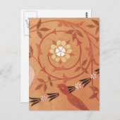 ピンクつる植物及び花瓶織物 ポストカード (正面/裏面)