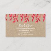 ピンクつる植物葉美容師サロンメイクアップクラフト 名刺 (裏面)