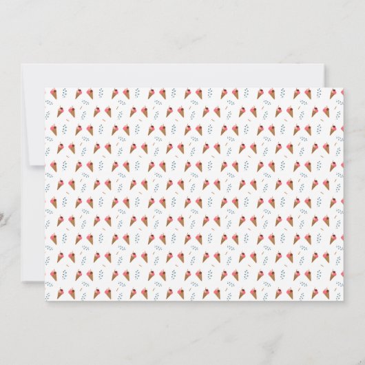 ピンクでかわいいアイスクリームコーンのパーティーガール誕生日 サンキューカード (裏面)