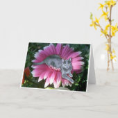 ピンクでかわいらしい カード (黄色い花)