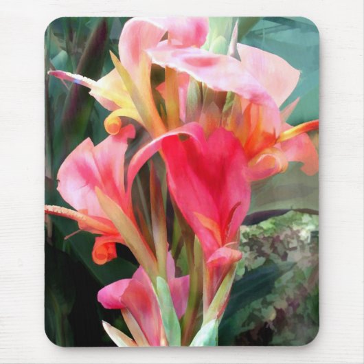 ピンクでかわいらしいCannas マウスパッド (正面)