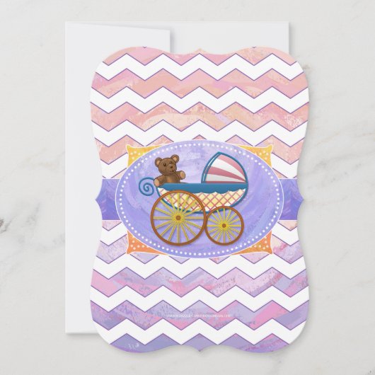 ピンクでにおいの赤ちゃんグッズ 招待状 (正面)